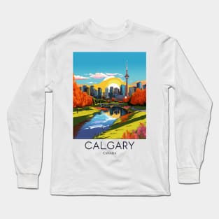 A Pop Art Travel Print of Calgary - Canada Long Sleeve T-Shirt